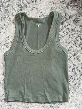 Abercrombie & Fitch Olive Ribbed Scoop Tank
